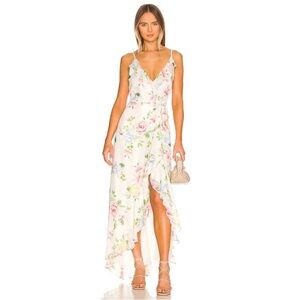 Yumi Kim Meadow Floral Maxi wrap Dress State of Grace Ivory ruffle asymmetric XL